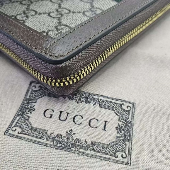 Gucci Ophidia GG Supreme Zip-Around Wallet with Classic Web Stripe - Picture 3 of 6